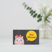 Cute Pink Owl White Spots Teacher Visitekaartje (Staand voorkant)
