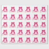Cute Pink Owl Wrapping Paper Cadeaupapier (Vlak)