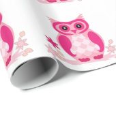 Cute Pink Owl Wrapping Paper Cadeaupapier (Rol Hoek)
