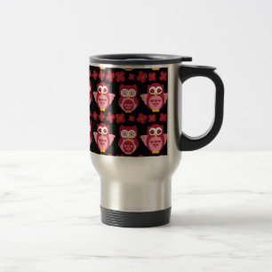 Cute Pink Ownership en Flowers Pattern Black Reisbeker