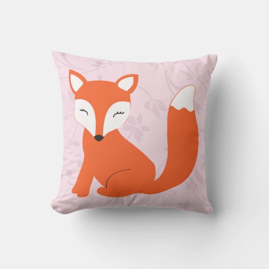 Cute Pink Paars Baby Fox Pillow Kussen (Voorkant)