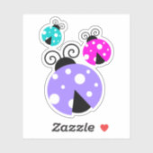 Cute Pink Paars Blue Ladybugs Illustratie Sticker (Vel)