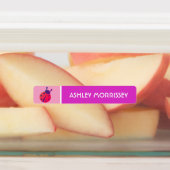 Cute Pink Paars Ladybug Kinder Name Labels (Aangebracht)