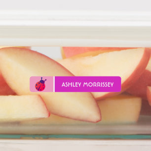 Cute Pink Paars Ladybug Kinder Name Labels