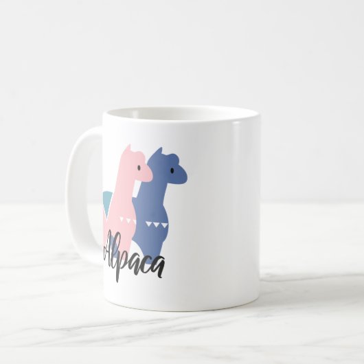 Cute Pink Paarse Alpaca Illustratie Koffiemok (Voorkant links)