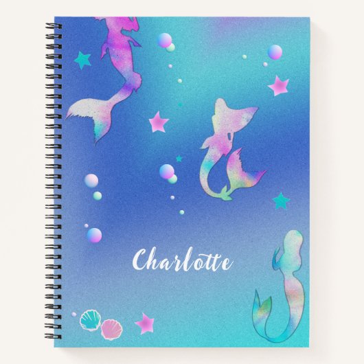 Cute Pink Paarse Blauwgroen Mermaids Girly Sketchb Notitieboek (Voorkant)