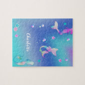 Cute Pink Paarse Blauwgroen Mermaids Meisjes Geper Legpuzzel (Horizontaal)