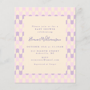 Cute Pink Paarse Budget Baby shower Uitnodiging