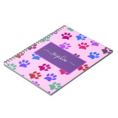 Cute Pink Paarse Dog Cat Lovers Paw Prints Name Notitieboek (Linkerzijde)