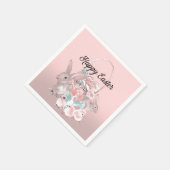 Cute Pink Paasdag Eienhunt Servet (Hoek)