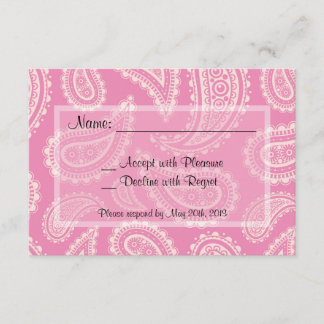 Cute Pink Paisley Girl Baby shower RSVP-kaart RSVP Kaartje