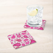 Cute Pink Paisley Pattern Kartonnen Onderzetters (Insitu)