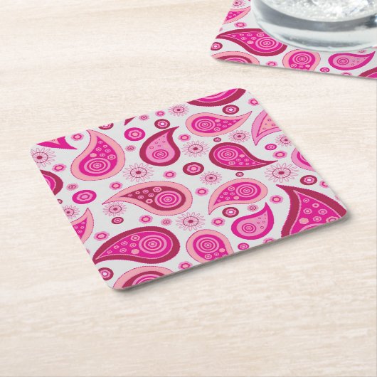 Cute Pink Paisley Pattern Kartonnen Onderzetters (Schuin)