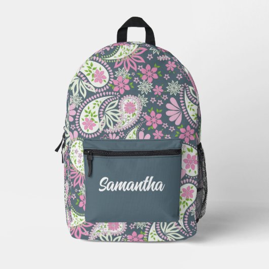 Cute Pink Paisley Pattern Personalized Bedrukte Rugzak (Voorkant)
