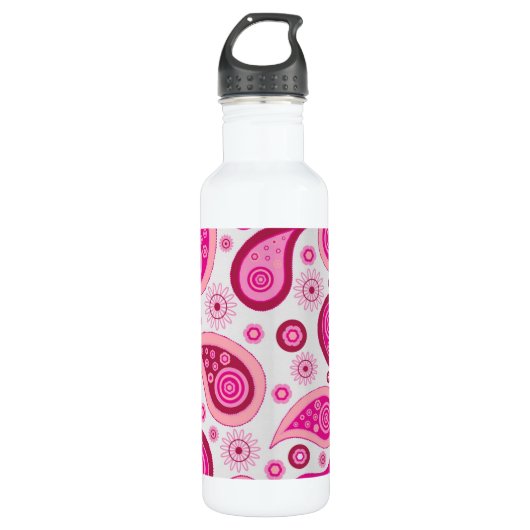 Cute Pink Paisley Pattern Waterfles (Voorkant)