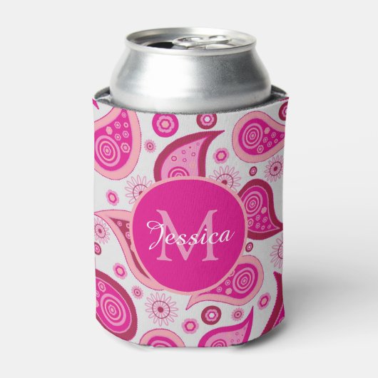 Cute Pink Paisley Personalised Blikjeskoeler (Blikje Voorkant)