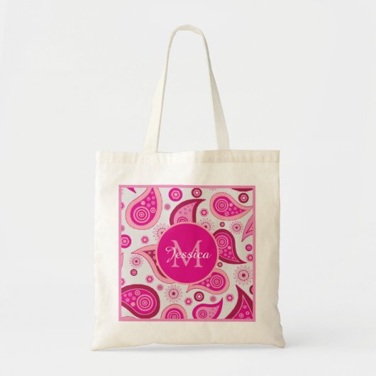 Cute Pink Paisley Personalised Tote Bag (Voorkant)