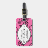 Cute Pink Paisley Personalized Bag Label Bagagelabel (Voorkant verticaal)