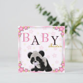 Cute Pink Panda Beer Baby shower Uitnodigen Kaart (Staand voorkant)