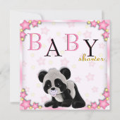 Cute Pink Panda Beer Baby shower Uitnodigen Kaart (Voorkant)