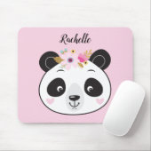 Cute Pink Panda Face Girly, gepersonaliseerd Muismat (Met muis)