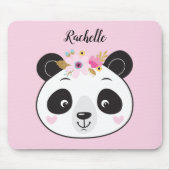 Cute Pink Panda Face Girly, gepersonaliseerd Muismat (Voorkant)