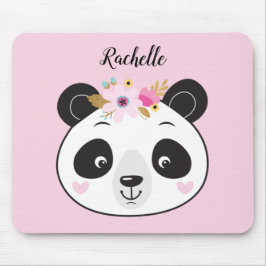 Cute Pink Panda Face Girly, gepersonaliseerd Muismat
