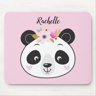 Cute Pink Panda Face Girly, gepersonaliseerd Muismat