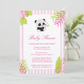 Cute Pink Panda Girl Baby shower Kaart (Staand voorkant)