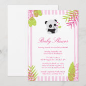 Cute Pink Panda Girl Baby shower Kaart (Voorkant / Achterkant)