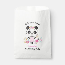 Cute Pink Panda Girls Birthday Party Bedankzakje