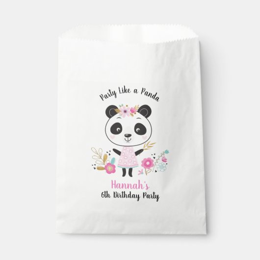 Cute Pink Panda Girls Birthday Party Bedankzakje (Voorkant)