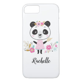 Cute Pink Panda Girly, gepersonaliseerd iPhone 8/7 Hoesje