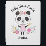 Cute Pink Panda Girly, gepersonaliseerd iPad Cover<br><div class="desc">Een leuke gepersonaliseerde panda met een thema terug naar school iPad-hoesje. Welk meisje houdt niet van een schattige panda met bloemen? Deze schattige iPad cover is een perfecte aanvulling op je leuke meiden terug naar school benodigdheden. De achterkant van de planner had een gouden en witte stip. Ontworpen voor u...</div>