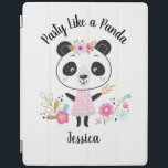Cute Pink Panda Girly, gepersonaliseerd iPad Cover<br><div class="desc">Een leuke gepersonaliseerde panda met een thema terug naar school iPad-hoesje. Welk meisje houdt niet van een schattige panda met bloemen? Deze schattige iPad cover is een perfecte aanvulling op je leuke meiden terug naar school benodigdheden. De achterkant van de planner had een gouden en witte stip. Ontworpen voor u...</div>
