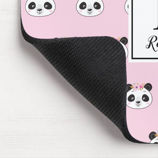 Cute Pink Panda Girly, gepersonaliseerd Muismat (Hoek)