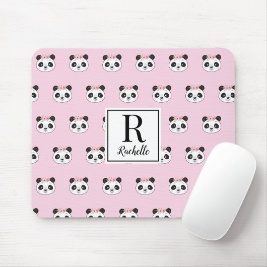 Cute Pink Panda Girly, gepersonaliseerd Muismat (Met muis)