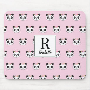 Cute Pink Panda Girly, gepersonaliseerd Muismat