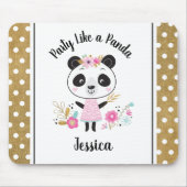Cute Pink Panda Girly, gepersonaliseerd Muismat (Voorkant)