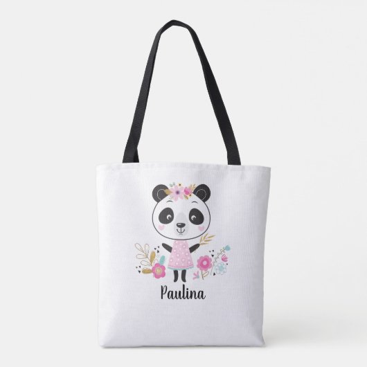 Cute Pink Panda Tote Bag (Achterkant)