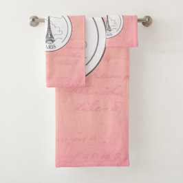Cute Pink Paris Frans Eiffeltoren Parisian Decor Bad Handdoek