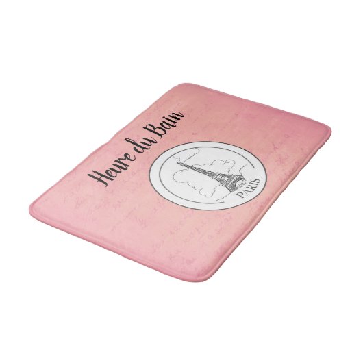 Cute Pink Paris Frans Eiffeltoren Parisian Decor Badmat (Gekanteld)