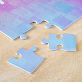 Cute Pink Pastel Abstracte Waterverf Aangepast Legpuzzel (Zijkant)