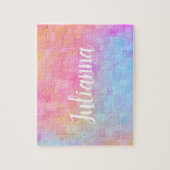 Cute Pink Pastel Abstracte Waterverf Aangepast Legpuzzel (Verticaal)