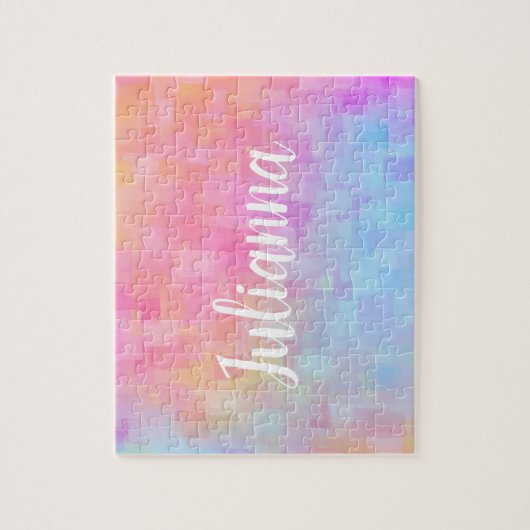 Cute Pink Pastel Abstracte Waterverf Aangepast Legpuzzel (Verticaal)