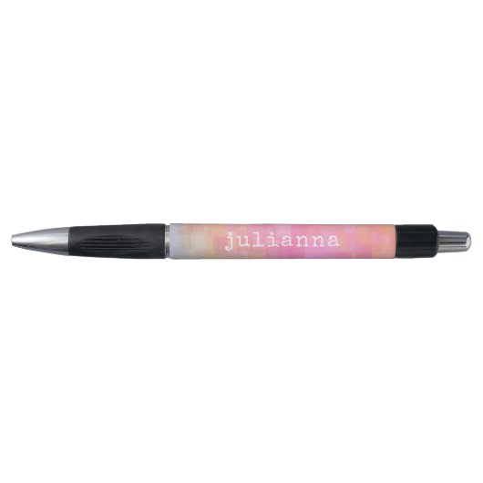 Cute Pink Pastel Abstracte Waterverf Aangepast Pen (Voorkant)