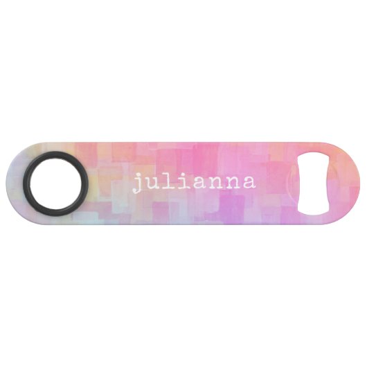 Cute Pink Pastel Abstracte Waterverf Aangepast Speed Flessenopener (Voorkant (Horizontaal))