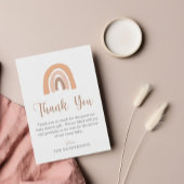 Cute Pink Pastel Boho Rainbow Baby shower Bedankkaart