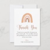Cute Pink Pastel Boho Rainbow Baby shower Bedankkaart (Voorkant)
