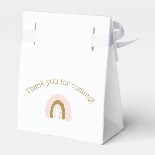 Cute Pink Pastel Boho Rainbow First Birthday Bedankdoosjes (Achterkant)
